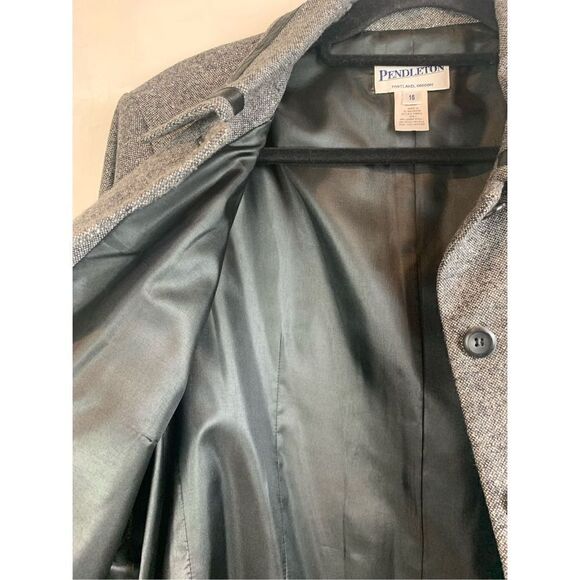 NWT Pendleton Gray Tweed Wool Silk Leather Blazer Jacket Plus Size 16 - Picture 6 of 12